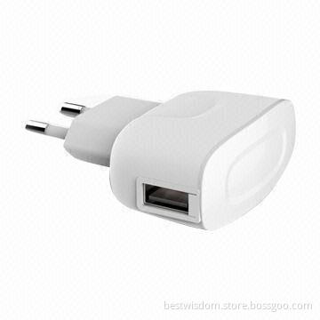 USB Euro Plug Mobile Phone Charger for iPhone/iPod and Digital Device, with CE/RoHS Marks